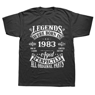 เสื้อยืดแขนสั้น ผ้าฝ้าย พิมพ์ลาย Legends Born In 1983 39 Years Old สไตล์วินเทจ สําหรับผู้ชายS-5XL