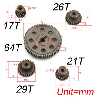 เฟืองมอเตอร์หลัก โลหะ 11184 64T 11181 17T 19T 21T 23T 26T 1/10 สําหรับรถบรรทุกบังคับ HSP Himoto Amax Redcat 94111