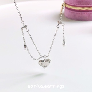 (กรอกโค้ด 72W5V ลด 65.-) earika.earrings - coral sparkle heart necklace สร้อยคอจี้หัวใจเงินแท้ S92.5 ปรับขนาดได้