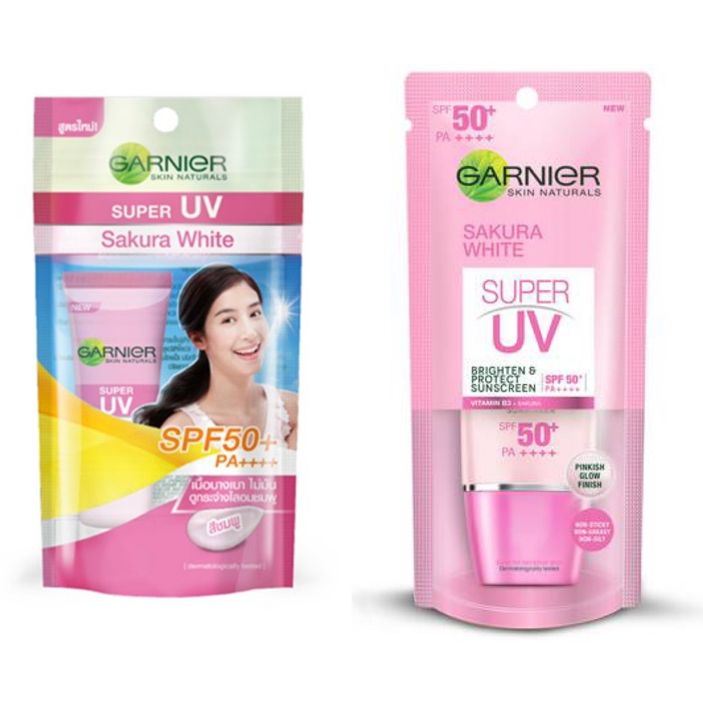 มี-2-ขนาด-garnier-sakura-white-super-uv-การ์นิเย่-ซากุระ-ไวท์-ซุปเปอร์-ยูวี-เอสพีเอฟ50-พีเอ