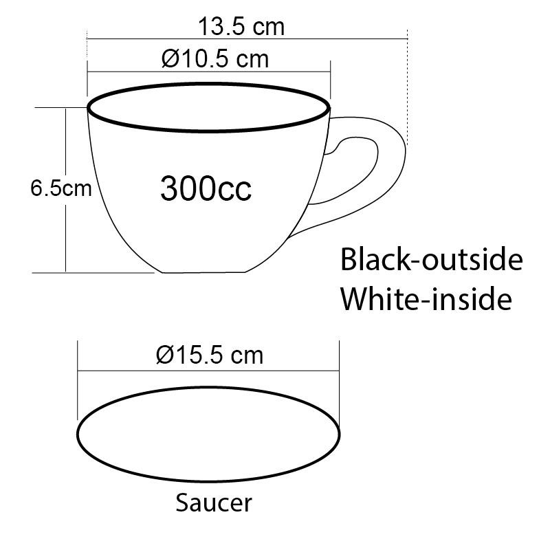 ถ้วยคาปูซิโน่-300-cc-size-xl-ถ้วยกาแฟดำ-ขาวข้างใน-พร้อมจานรอง