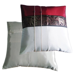 A44-Thai Silk Pillow Covers ปลอกหมอนอิง Two Tone ไหมไทยลายช้าง 16×16 นิ้ว 1 คู่