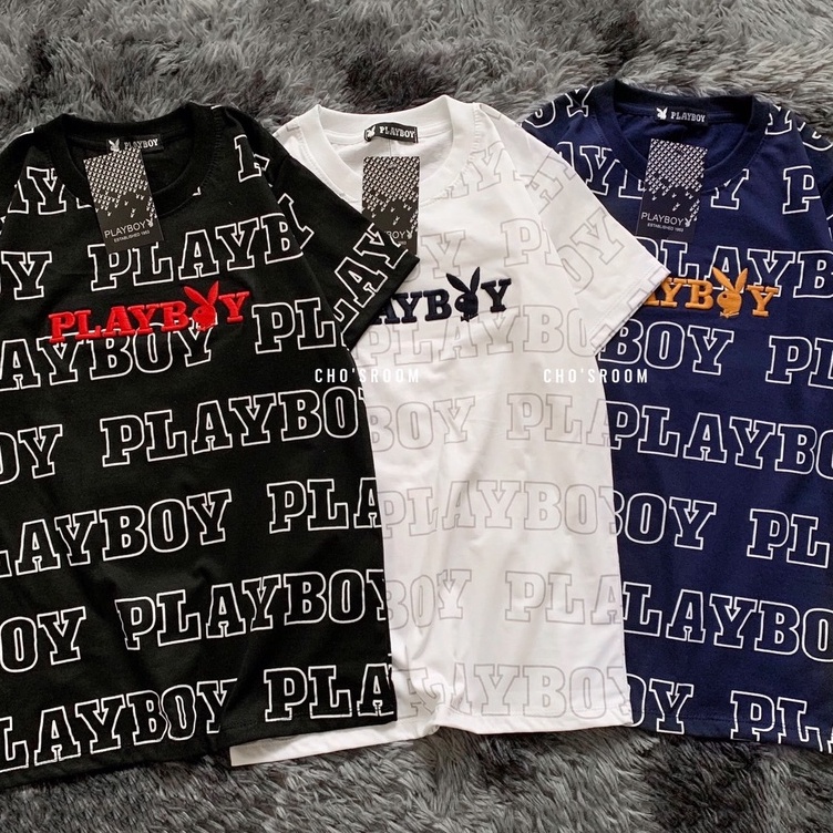 งานปัก-เสื้อยืด-งานป้าย-playboy-เพบอย-เสื้อคู่-เสื้อคอกลม-เสื้อใส่เที่ยว-เสื้อแขนสั้นงานปัก