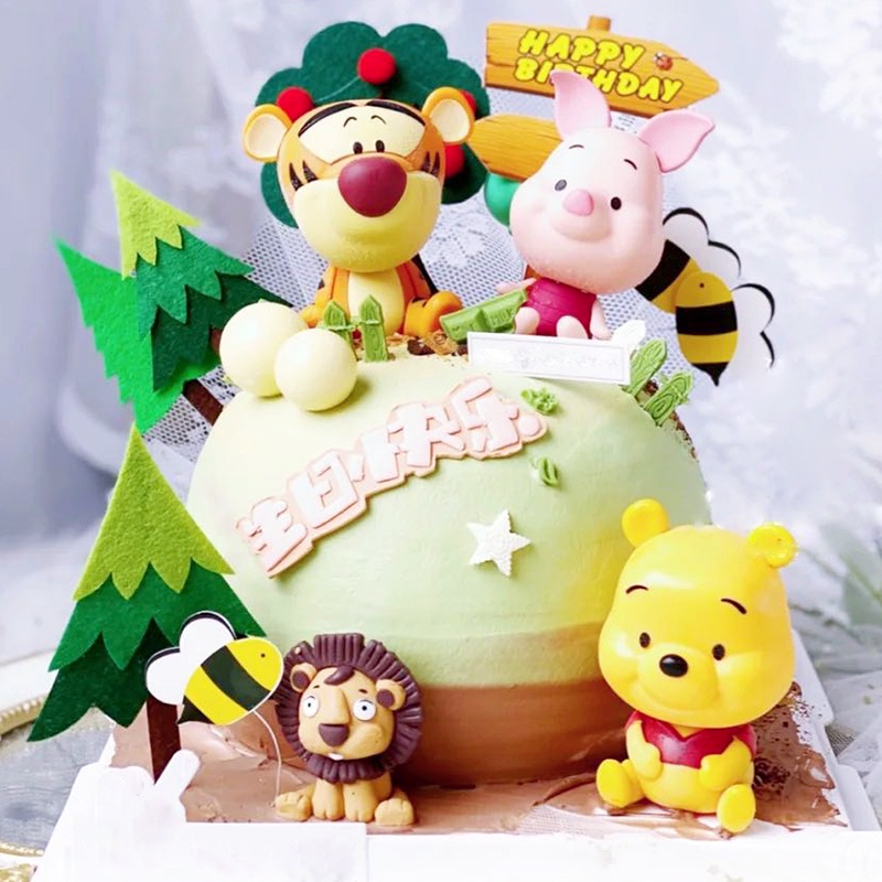 ป้ายท็อปเปอร์ลายการ์ตูน-winnie-the-pooh-สําหรับตกแต่งเค้กวันเกิดเบเกอรี่