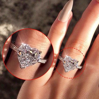 Fancyqube แหวนหมั้น 2 Ctw Cubic Zirconia Cz รูปหัวใจลูกบาศก์เงินสเตอร์ลิง