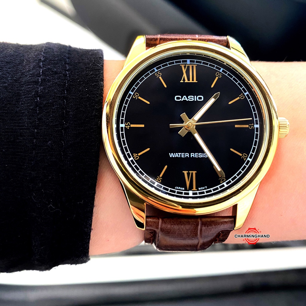 นาฬิกาข้อมือผู้ชายแท้-casioแท้-นาฬิกาคาสิโอลดราคา-สายหนัง-ดีไซน์เลขโรมัน-casioถูก-ย้ำขายเฉพาะนาฬิกาของแท้-มีใบรับประกัน