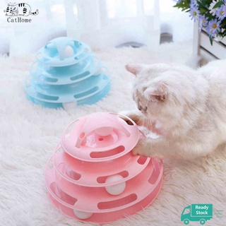 [Cat Home] ของเล่นแมว จานหมุน สี่ชั้น หอคอยแทร็กอัจฉริยะ ตลก สําหรับสัตว์เลี้ยง