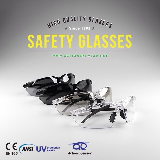 แว่นตานิรภัย แบรนด์ Action Eyewear รุ่น 740AF  (กันฝ้า 100%)  มีของแถม  แว่นเซฟตี้