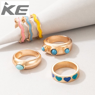 Ring Cute Macaron Color Love 6 Piece Rings Women for girls for women low price
