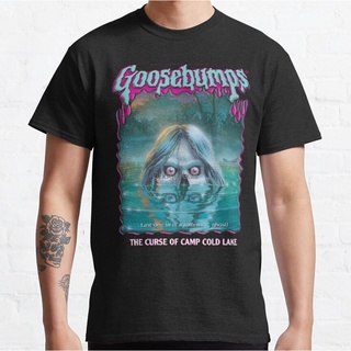 เสื้อยืดผ้าฝ้ายพิมพ์ลาย ถูกสุดๆเสื้อยืด พิมพ์ลาย R L Stine Goosebumps Nightmare Halloween Camp Lake สําหรับผู้ชายรหัสเต็