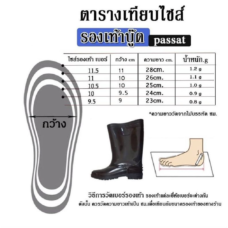 ภาพสินค้าส่งไว ราคา   รองเท้าบู๊ต Passat คุณภาพดี กันน้ำเนื้อเนียนหนางานคุณภาพสี : ดำ ไซส์ : 9.5 -11.5 จากร้าน angpaoshoes บน Shopee ภาพที่ 3