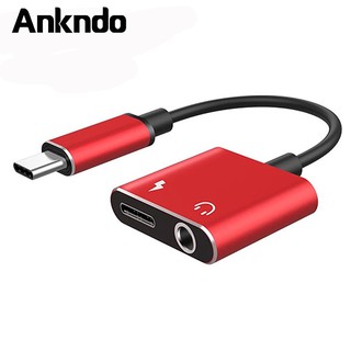 Ankndo อะแดปเตอร์แปลงสายเคเบิ้ล USB C ถึง 3.5 มม. อะแดปเตอร์เสียง 2-in-1 USB Type C ชายถึง 3.5 มม. ตัวแปลงหูฟัง Dongle
