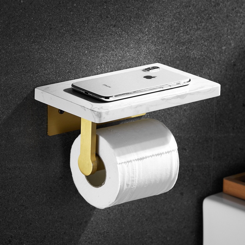 หินอ่อนชั้นวางผ้าขนหนูกระดาษห้องน้ำม้วนห้องน้ำนอร์ดิกชั้นวางโทรศัพท์มือถือห้องน้ำแขวนผนังเล็บฟรีเจาะ