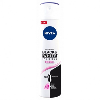 NIVEA Invisible Black &amp; White Pure Deodorant Spray นีเวียดีโอ โรลออนระงับกลิ่นกาย แบล็ค แอนด์ ไวท์ สเปรย์ 150มล