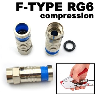 หัว F-TYPE RG6 แบบใช้คีมบีบอัด RG6 compression connector f connection waterproof coaxial cable compression tool.