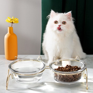 ชามแมว ชามอาหารแมว  ชามแก้วแมว ชามให้อาหารแมวสไตล์เกาหลี ชามยกสูงสำหรับแมว ที่ให้น้ำแมว ที่ให้อาหารแมว ชามยกสูงสำหรับแมว จานข้าวแมว จานอาหารแมว จานแมว
