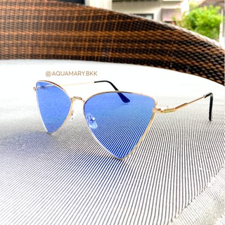 แว่นกันแดดทรงสามเหลี่ยมขอบทอง รุ่น Triangle Slim Glasses : Aquamary