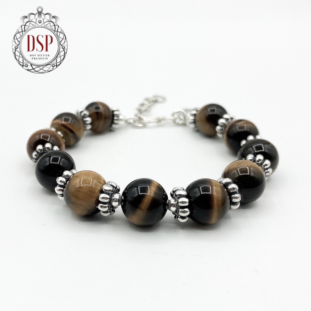 dsp-กำไลหินนำโชคไทเกอร์อาย-สร้อยข้อมือหินนำโชค-tiger-eye-gemstone-925-sterling-silver-beads-bracelet-cfs0010