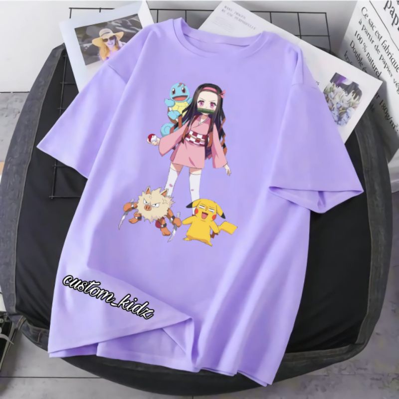 เสื้อยืด-ลาย-nezuko-pokemon-demon-slayer-tokyo-japan-สําหรับเด็ก