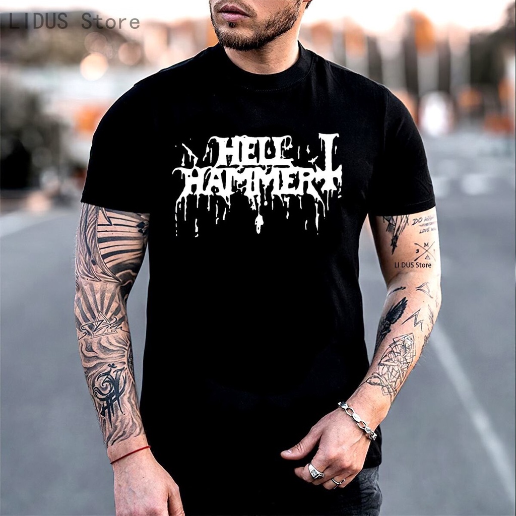 เสื้อยืดโอเวอร์ไซส์เสื้อยืด-ผ้าฝ้ายแท้-พิมพ์ลายโลโก้-hellhammer-death-metal-band-mayhem-marduk-สวมใส่สบาย-แฟชั่นฤดูร้อน