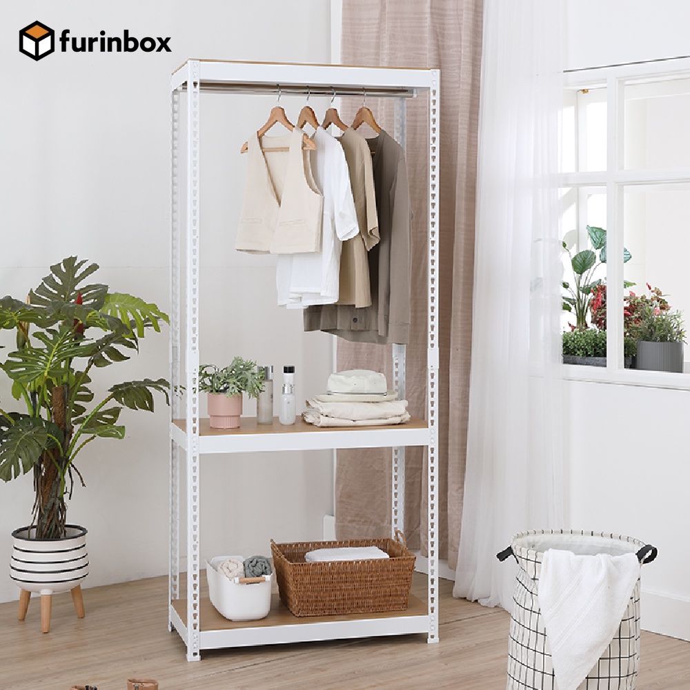 รูปภาพสินค้าแรกของFurinbox โครงตู้เสื้อผ้า 1 ราวแขวน รุ่น SMART SHELF - มี 2 สีให้เลือก
