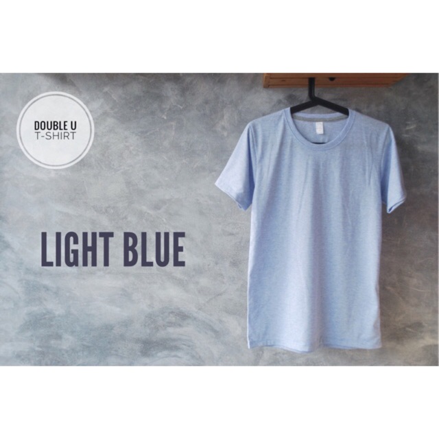 ออกใบกำกับภาษีได้-เสื้อยืดสีพื้น-lightblue-ท็อปสีฟ้าอ่อน-เนื้อผ้าจะเเข็งเล็กน้อย-อยู่ทรง-เสื้อยืดซักไม่ต้องรีด