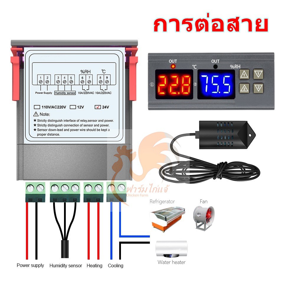 ส่งด่วน-สินค้าในไทย-2-in-1-220v-24v-12v-ควบคุมความชื้น-ควบคุมอุณหภูมิอัตโนมัติ-วัดความชื้น-วัดอุณหภูมิติจิตอล-stc-3028
