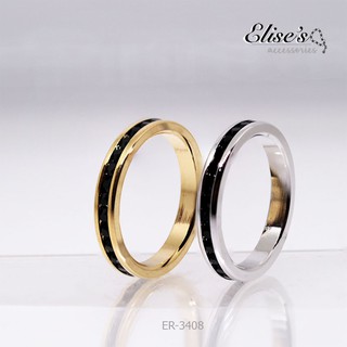 สินค้า ER-3408 Elise\'s แหวนเพชรล้อมรอบวง เกรดพรีเมี่ยม หน้าเพชร 2 มม เพชรสีดำ 20 เม็ด เคลือบทองคำขาว แหวนแต่งงาน แหวนคู่รัก