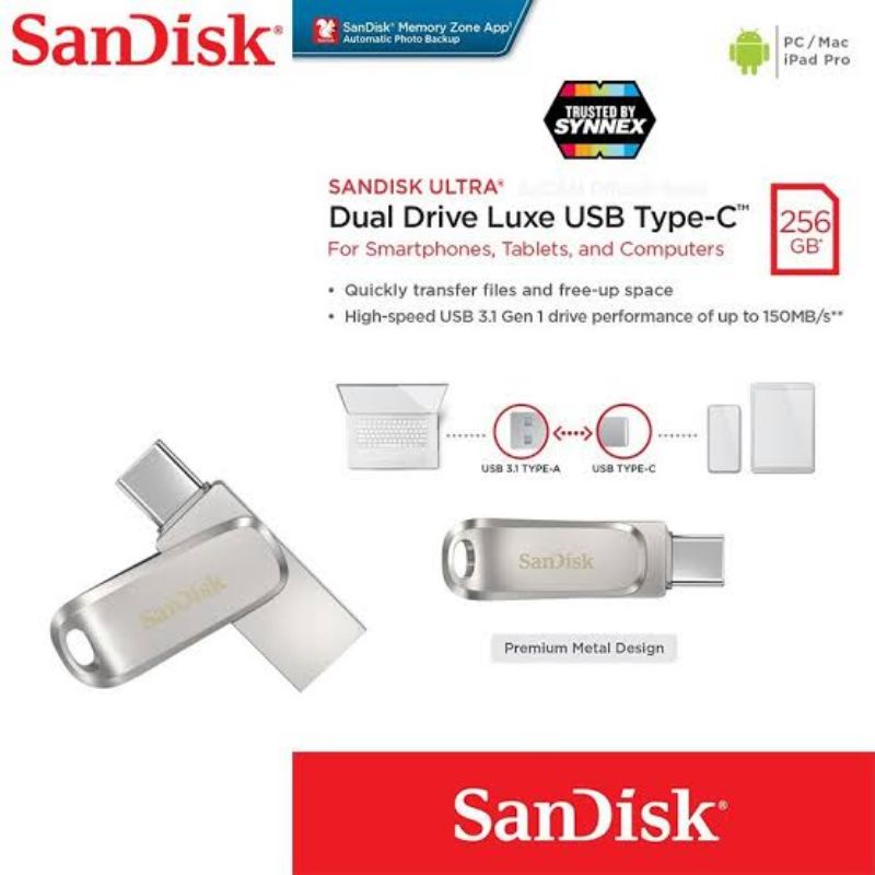 แท้-sandisk-otg-128gb-metal-design-type-c-3-1-flash-dual-flashdrive-usb-type-c-ประกันศูนย์ไทย-5-ปี-usb-3-1