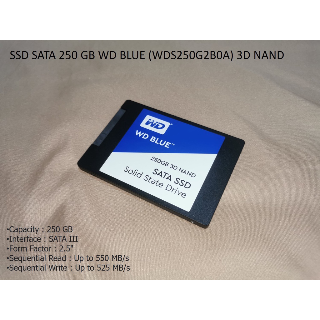 SSD SATA WD BLUE 250 GB (WDS250G2B0A) มือสองเหลือประกัน 2 ปี | Shopee ...