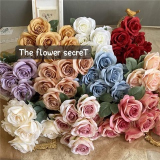 🌷[COD]  ดอกกุหลาบ ดอกไม้ปลอม ดอกไม้ผ้า ดอกไม้ประดิษฐ์ ดอกไม้สำหรับตกแต่งบ้าน ก