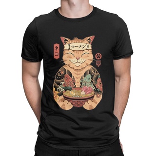 เสื้อยืดแขนสั้น พิมพ์ลายแมวคาตานะ ซามูไร สไตล์ญี่ปุ่น แฟชั่นฤดูร้อน