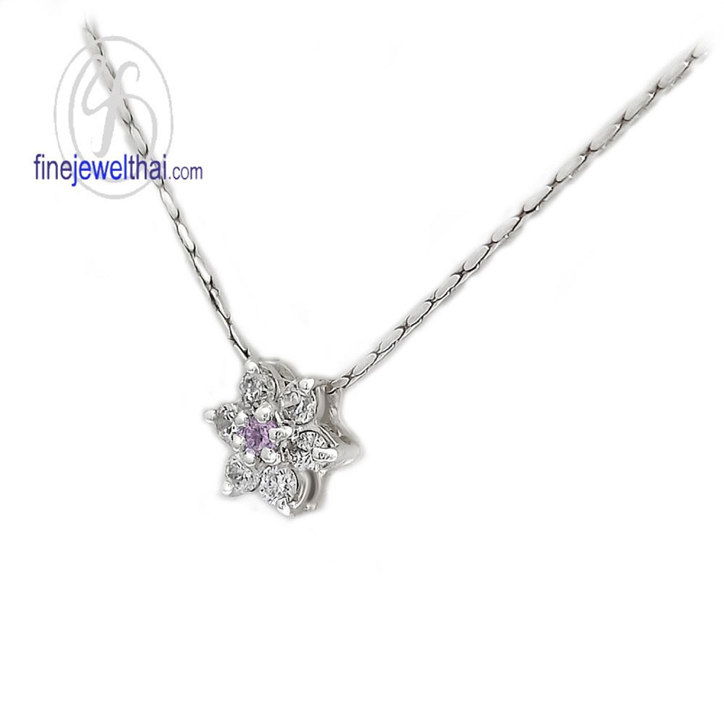 finejewelthai-จี้อะเมทิสต์-อะเมทิสต์-จี้เพชรcz-จี้พลอย-พลอยประจำเดือนเกิด-amethyst-silver-pendant-birthstone-p1023amt-2