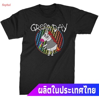 เสื้อยืดทุกวันdailyfeytui 2021 ข้อเสนอพิเศษ  ยูนิคอร์น  ฝัน การ์ตูน Green Day Mens Unicorn Tee (Black) T-Shirt Black คอ