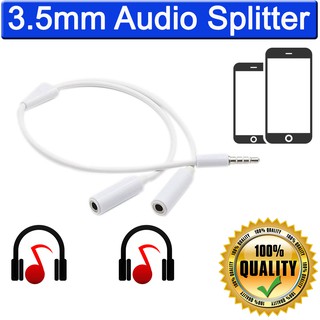 สายแยกหูฟัง 3.5mm Earphone Audio Splitter Headset Adapter Cable Y Splitter Audio Cable 1 Male Jack To 2 Dual Female