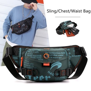 กระเป๋าสะพายข้างผู้ชาย กระเป๋าคาดเอว Mens sports waterproof and durable multi-function outdoor casual fashion chest bag