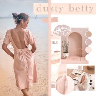 🌸พร้อมส่ง🌸 ชุดเดรสสั้นเปิดหลัง สีชมพูนู้ด รุ่น Backless Dress Dusty Betty