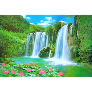 โปสเตอร์ รูปถ่าย น้ำตก วิว ธรรมชาติ ภาพมงคล เสริมฮวงจุ้ย Landscapes Nature POSTER 24”x35” Inch Waterfalls Mountain V12