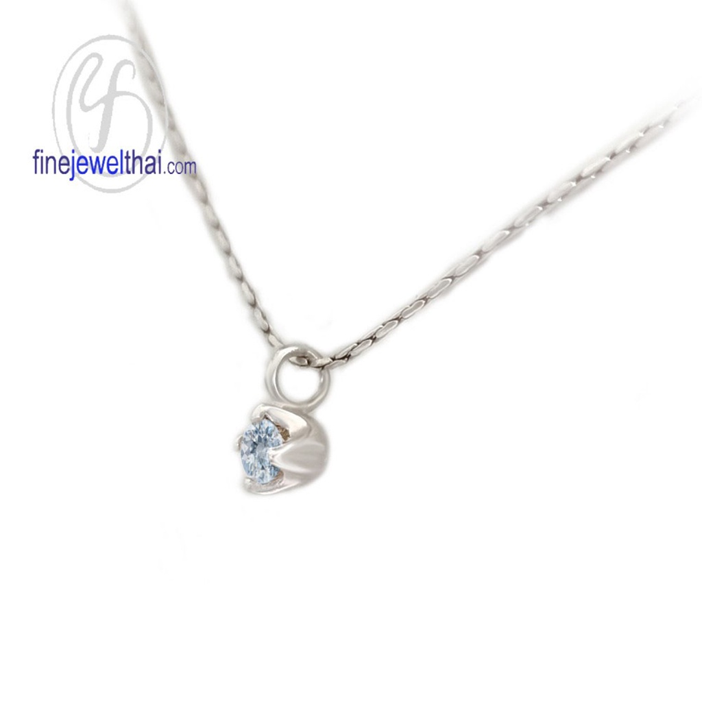 finejewelthai-จี้อะความารีน-อะความารีน-จี้พลอย-พลอยประจำเดือนเกิด-aquamarine-silver-pendant-birthstone-p1055aq00e