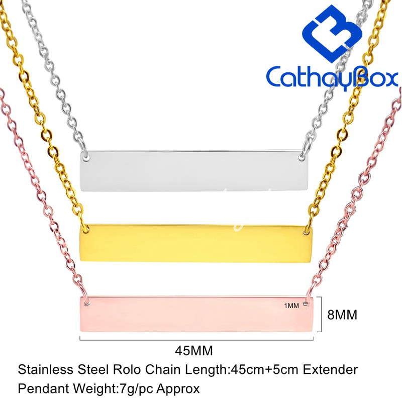 สร้อยคอจี้บาร์เปล่าชื่อส่วนบุคคลของผู้หญิงสแตนเลส-cb19a021xl