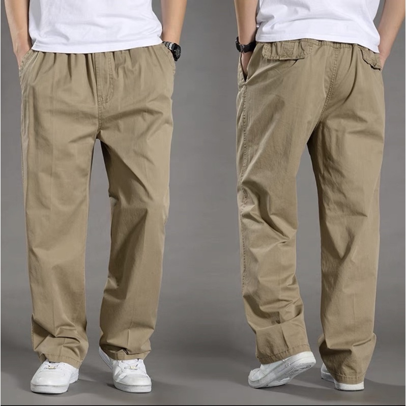 ราคาและรีวิวCOD M-5XL กางเกงขายาวผู้ชายฤดูร้อนลำลองหลวมพลัสไซส์กางเกง
