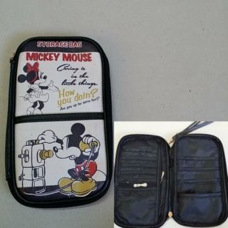 กระเป๋า ซองซิป อเนกประสงค์ หนัง PU ใส่ พาสปอร์ต ใส่บัตร ใส่แบงค์ ลาย Mickey mouse มิกกี้เม้าส์ ขนาด 5x9x1 นิ้ว