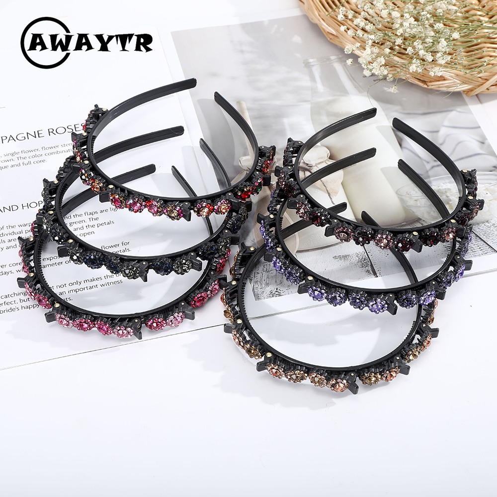 awaytr-ที่คาดผมประดับไรน์สโตนสไตล์เกาหลีสําหรับผู้หญิง