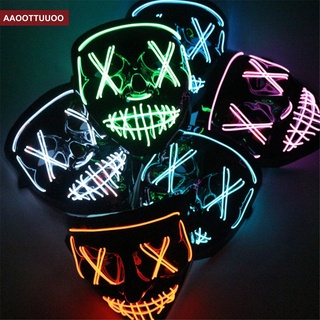 หน้ากากคอสเพลย์นีออน Led สําหรับปาร์ตี้ฮาโลวีน 5 สี