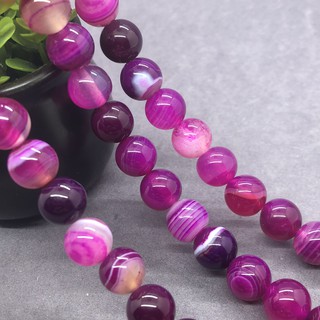 ภาพขนาดย่อของภาพหน้าปกสินค้าBanded Agate Beads ลูกปัดอาเกตสี 4-12 มม. รอบหินหลวมธรรมชาติ 7 สีลูกปัด Diy ดำฟ้า จากร้าน wenwo.th บน Shopee ภาพที่ 3