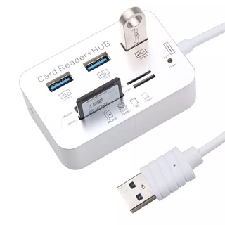 ภาพหน้าปกสินค้าMini USB 3.0 HUB + เครื่องอ่านการ์ดความเร็วสูง USB HUB พร้อม MS/SD/M2/ TF Card Reader 3 พอร์ต USB Splitterสำหรับแล็ปท็อป ที่เกี่ยวข้อง