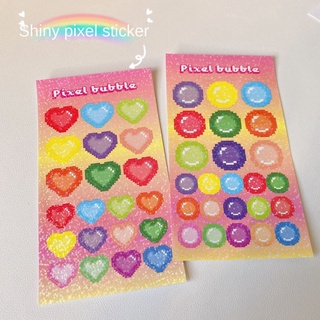 สติกเกอร์เลเซอร์ ลายการ์ตูนโมเสค โพลารอยด์ สําหรับติดตกแต่งสมุดภาพ