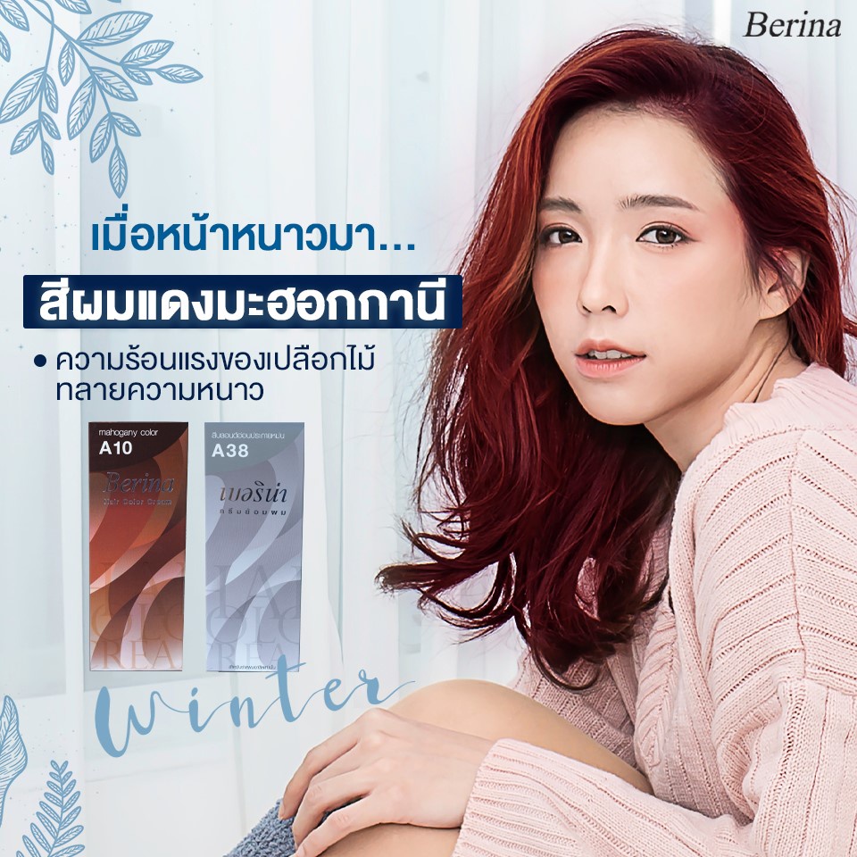 สีผมแฟชั่น-เซตสีผม-เบอริน่า-แฮร์-คัลเลอร์ครีม-สีมะฮอกกานี-berina-hair-color-cream-set-a10-a38-mahogany-color