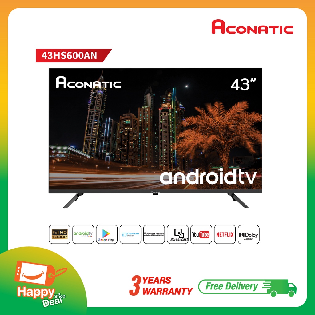 ภาพหน้าปกสินค้าAconatic LED Android TV FHD แอลอีดี แอนดรอย ทีวี ขนาด 43 นิ้ว รุ่น 43HS600AN (รับประกัน 3 ปี)