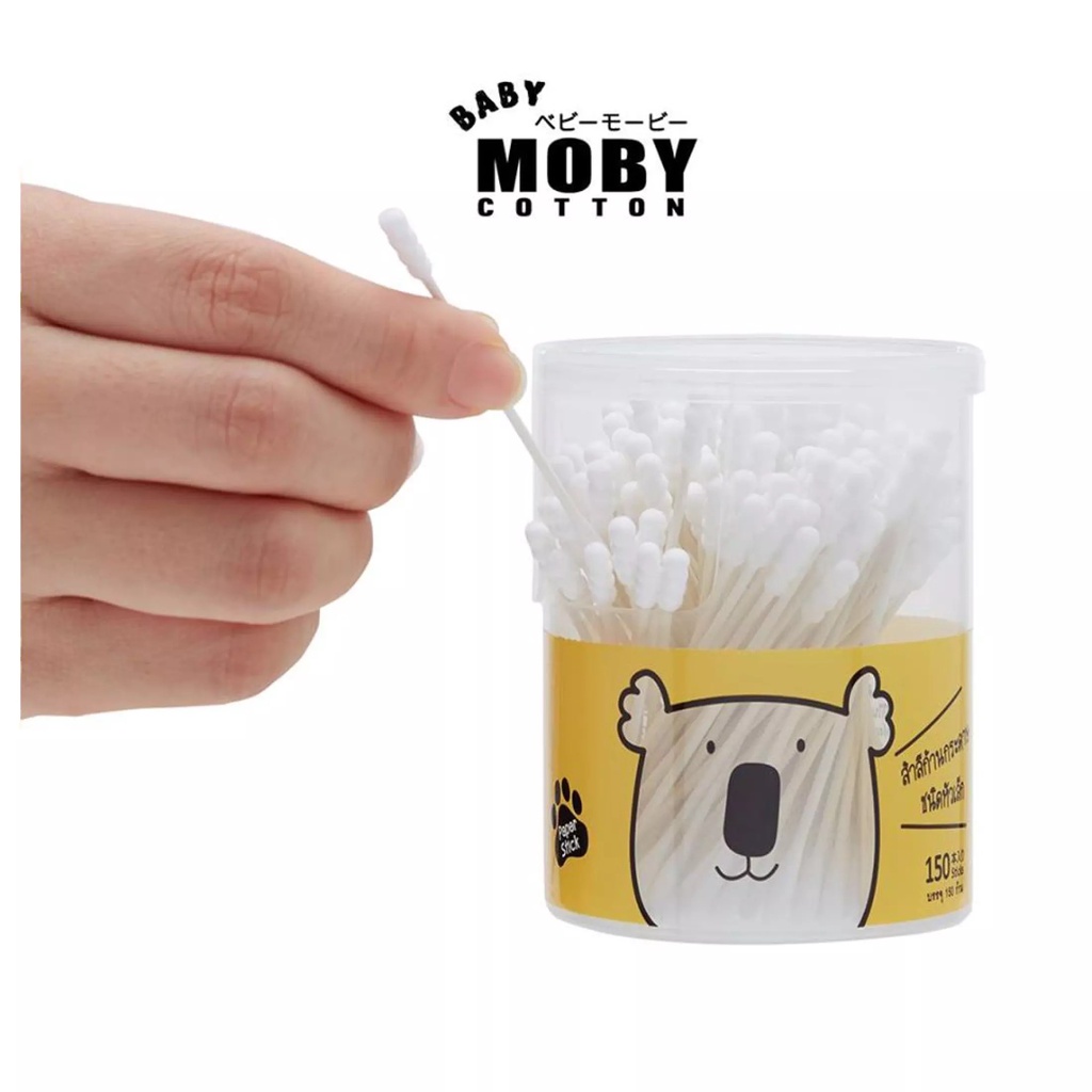 รายละเอียดเพิ่มเติมเกี่ยวกับ Baby Moby คอตตอนบัด หัวเล็ก เเละ หัวใหญ่ (มีแบบกระปุกเเละเเบบรีฟิว) สำลีก้าน สำลีก้านกระดาษ Mini & Big Cotton Buds